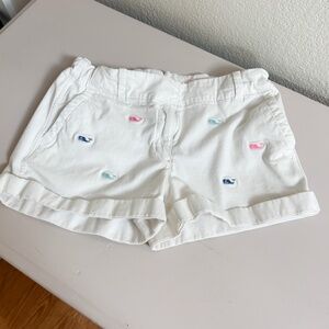 VINEYARD VINES Girls' Whale Embroidered Every Day white Shorts - sz 12 - pink/bl